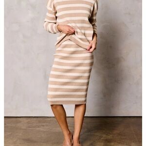 Böhme Striped Knit Skirt - Taupe Cream
